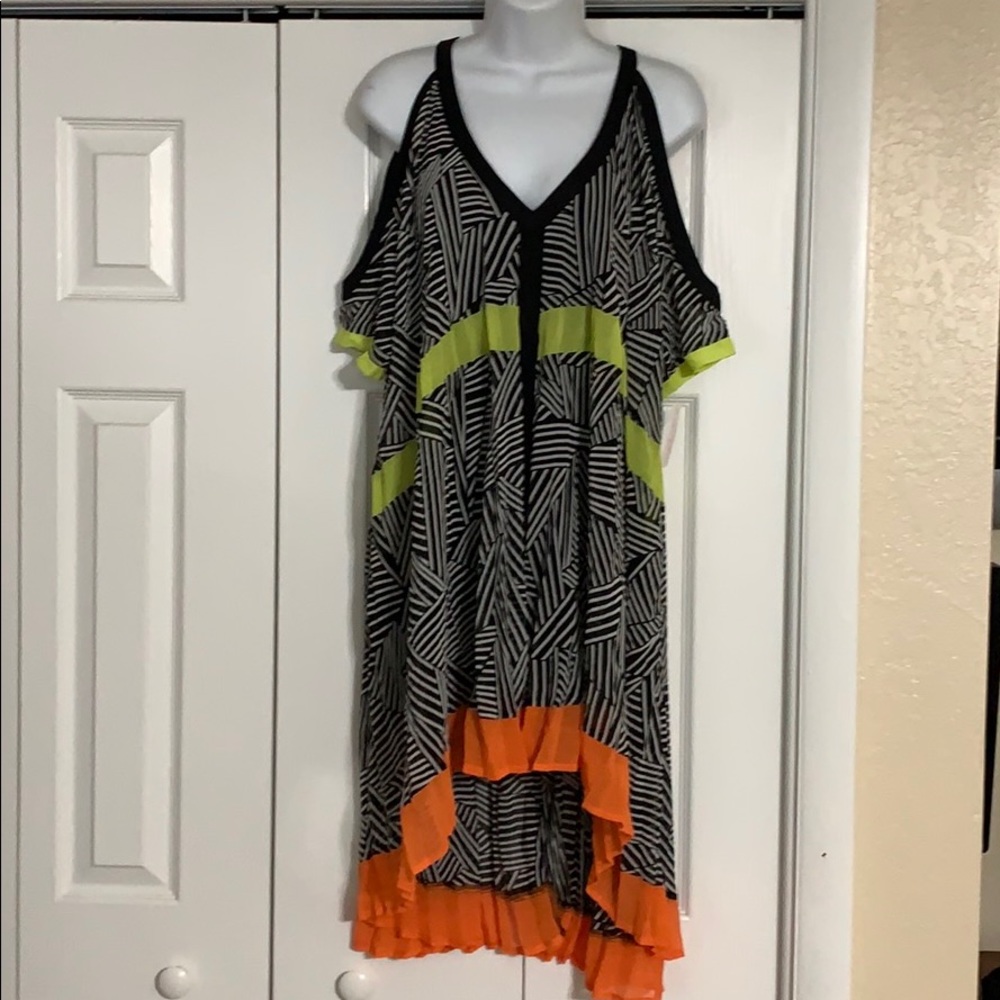 Lush Cold Shoulder Asymmetrical Dress; size small